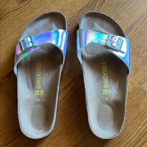 Birkenstock Holographic Slide Sandals size 39 NWOT
